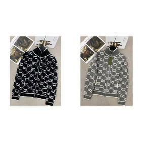Gucci lettering full zipper stand collar long-sleeved sweater-4307  
